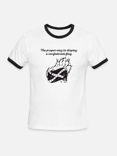 Burn the Confederate Flag - Men's Ringer T-Shirt - white/black
