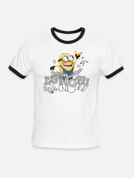 Minions With Banana My Favorite Subject Is Lunch! - Men's Ringer T-Shirt - white/black