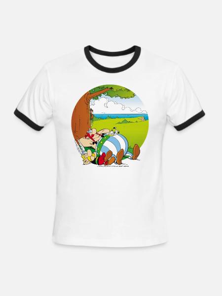Asterix & Obelix Dogmatix Relaxing - Men's Ringer T-Shirt - white/black