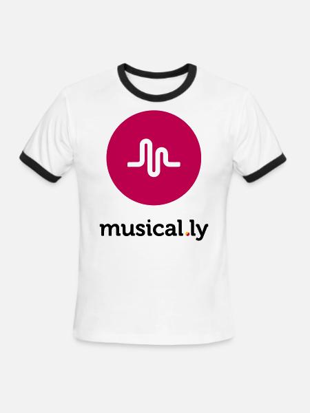 Musical.ly Logo - Men's Ringer T-Shirt - white/black
