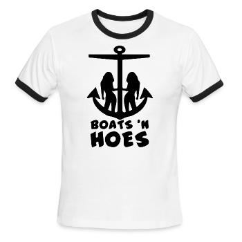 Boats N Hoes Boating Step Brothers Will Ferrell - Men's Ringer T-Shirt - white/black - Front - Jackson (183cm)