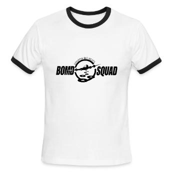 PUBLIC ENEMY BOMB SQUAD LOGO HANK SHOCKLEE - Men's Ringer T-Shirt - white/black - Front - Jackson (183cm)