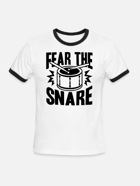 Fear The Snare Drum Shirt - Men's Ringer T-Shirt - white/black