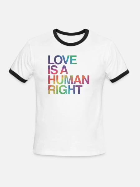 Love is Human Right LGBT Gay Pride - Men's Ringer T-Shirt - white/black