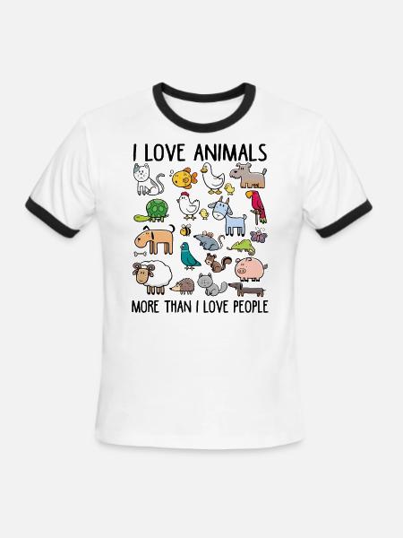 I love animals more than I love people - Men's Ringer T-Shirt - white/black