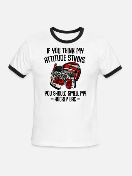 Hockey Bag Funny Sayings Cool Ice Hockey Quotes - Men's Ringer T-Shirt - white/black