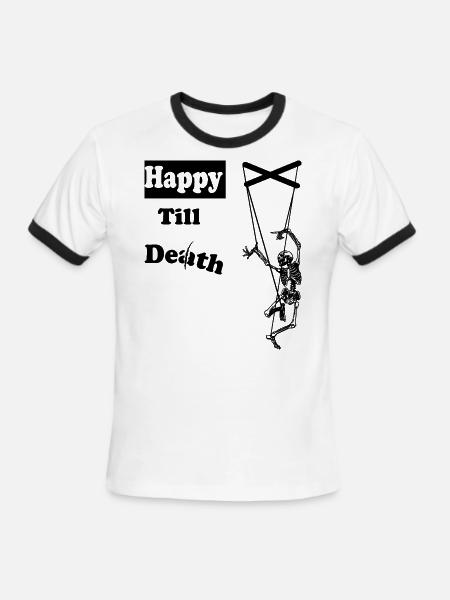 Happy till death, - Men's Ringer T-Shirt - white/black