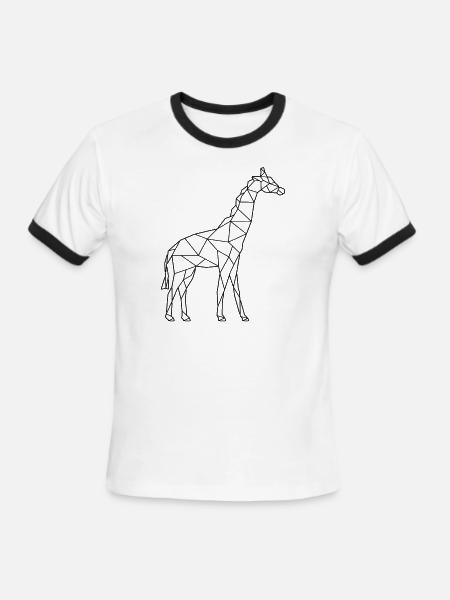 Giraffe low poly - Men's Ringer T-Shirt - white/black
