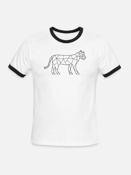 tiger polygon - Men's Ringer T-Shirt - white/black