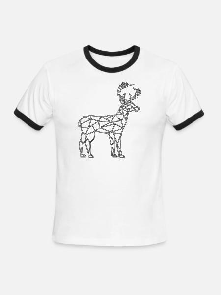 deer polygon - Men's Ringer T-Shirt - white/black