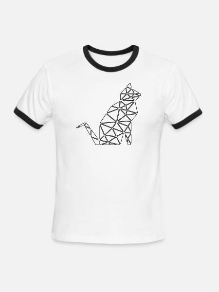 cat polygon - Men's Ringer T-Shirt - white/black