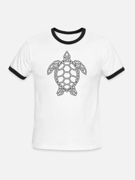 turtle polygon - Men's Ringer T-Shirt - white/black