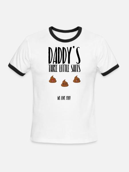 Daddys Little Shits Fathers Day Signature Dad Gift - Men's Ringer T-Shirt - white/black