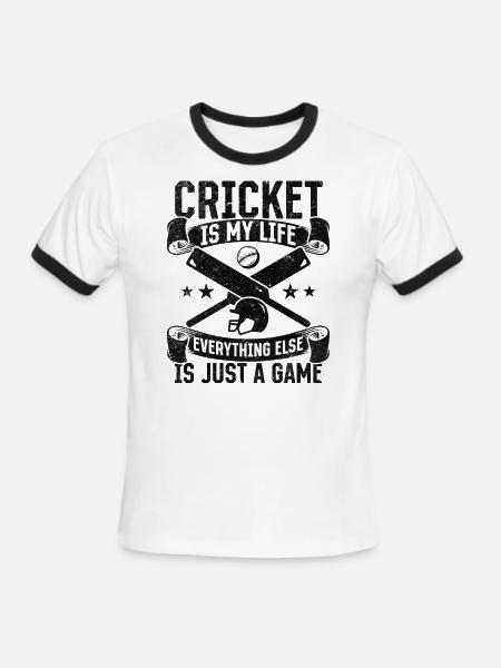Cricket Quotes Cricket Saying Cricketing Cricket - Men's Ringer T-Shirt - white/black