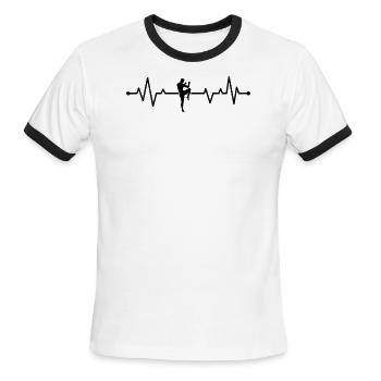 Muay Thai Fighter Muay Thai Heartbeat Muay Thai - Men's Ringer T-Shirt - white/black - Front - Jackson (183cm)
