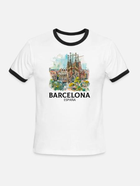 barcelona spain espana - Men's Ringer T-Shirt - white/black