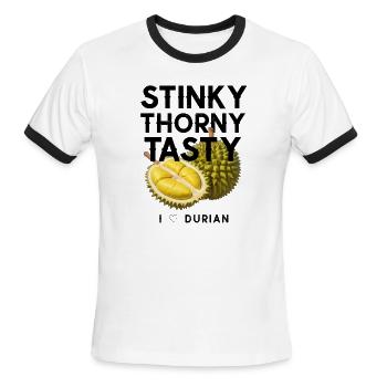 Durian: Stinky, Thorny, Tasty - Men's Ringer T-Shirt - white/black - Front - Jackson (183cm)