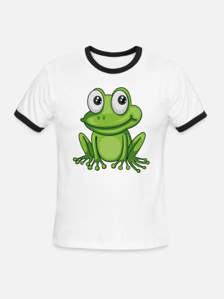 Smiling Cartoon Frog - Men's Ringer T-Shirt - white/black