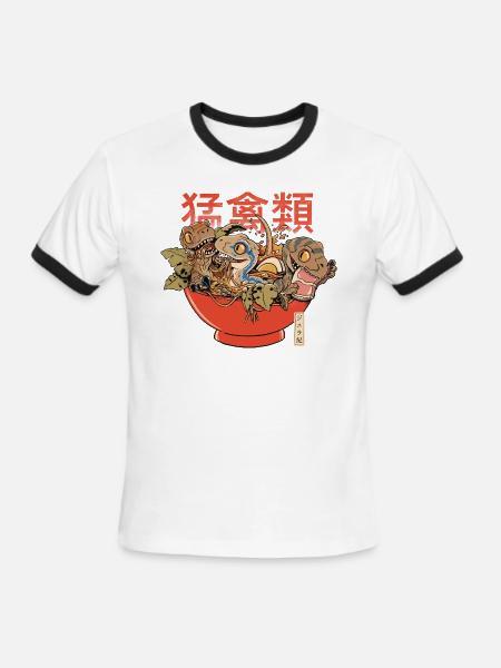 Ramen Raptors - Men's Ringer T-Shirt - white/black