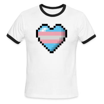 Transgender Pixel Heart - Men's Ringer T-Shirt - white/black - Front - Jackson (183cm)