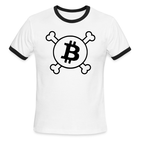 btc pirateflag jolly roger bitcoin pirate flag - Men's Ringer T-Shirt