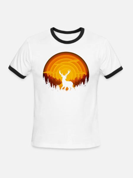 Deer shadow - Men's Ringer T-Shirt - white/black