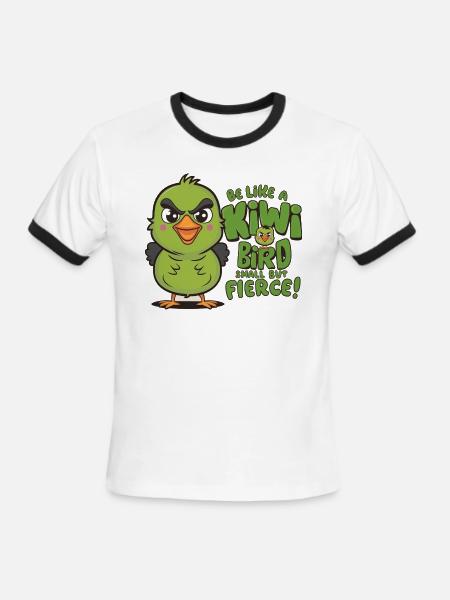 Be Like a kiwi BIrd Small But Fierce1 - Men's Ringer T-Shirt - white/black