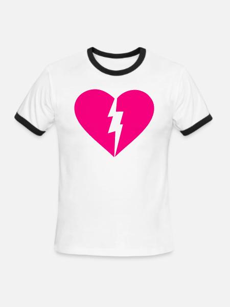 Broken Heart - Men's Ringer T-Shirt - white/black