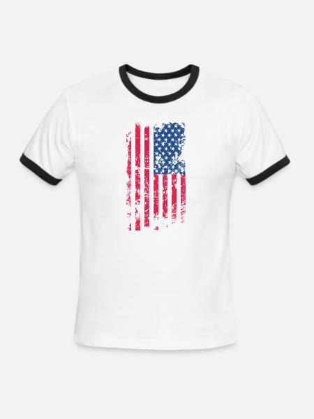 Patriotic USA Flag Distressed American Flag - Men's Ringer T-Shirt - white/black