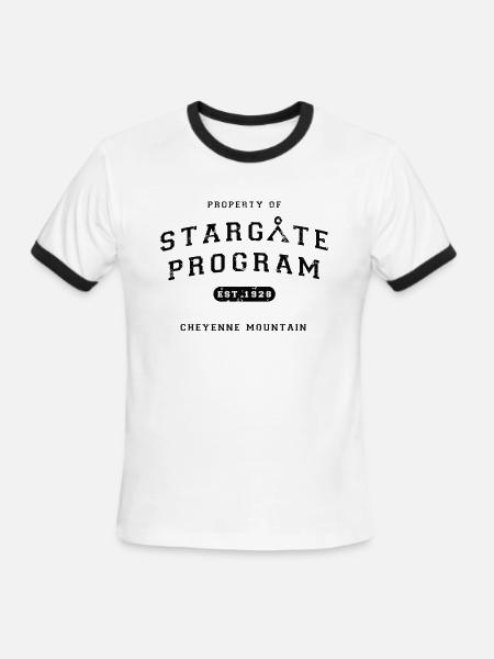 property of stargate - Men's Ringer T-Shirt - white/black