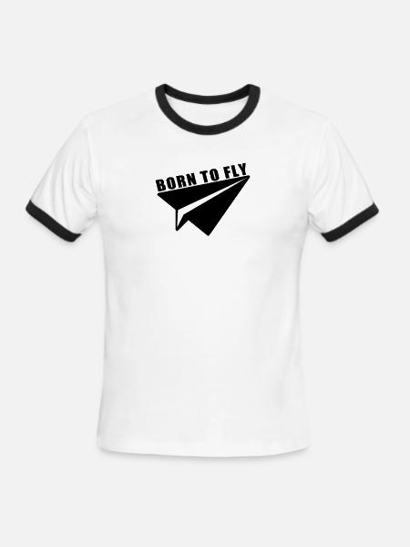 Born to fly - Men's Ringer T-Shirt - white/black