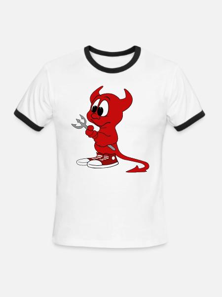 Beastie FreeBSD daemon - Men's Ringer T-Shirt - white/black