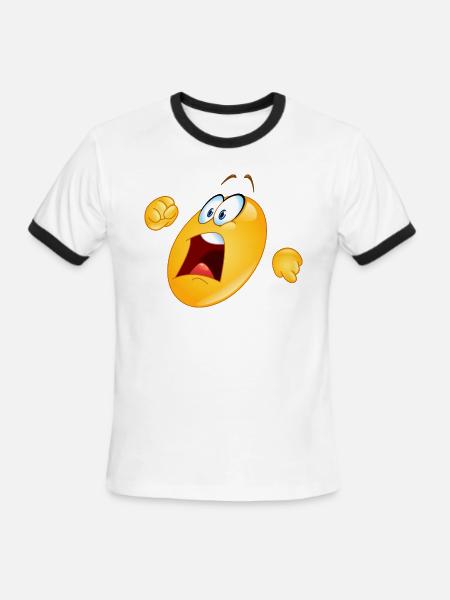 Running Away Emoticon - Men's Ringer T-Shirt - white/black