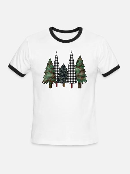 Camo Christmas Tree - Men's Ringer T-Shirt - white/black