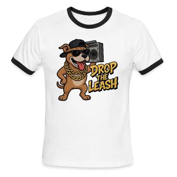 Urban Pit Bull Drop the Leash Hip Hop Design - Men's Ringer T-Shirt - white/black - Front - Jackson (183cm)