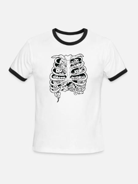 Zombie kittehs inside ske - Men's Ringer T-Shirt - white/black