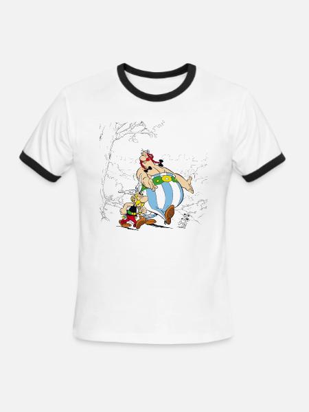Asterix & Obelix Dogmatix Taking A Walk - Men's Ringer T-Shirt - white/black