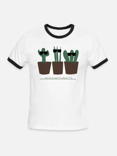 Cool Plant Cactus Doodle - Men's Ringer T-Shirt - white/black