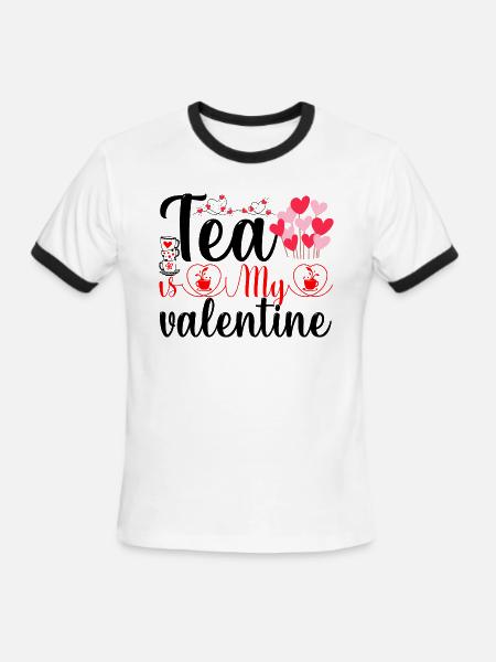 Tea is My Valentine - Men's Ringer T-Shirt - white/black