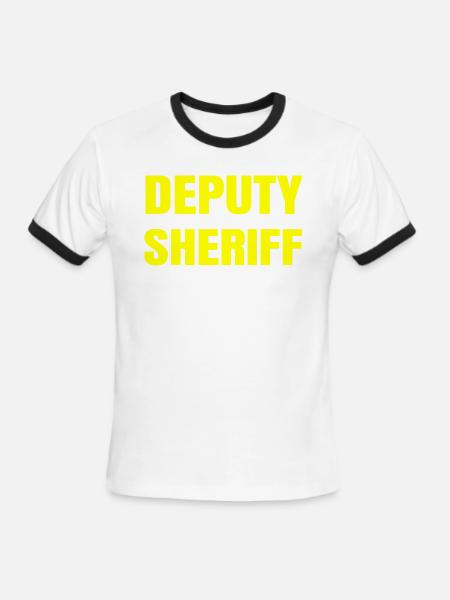 Deputy Sheriff Plain Yellow Large Text Design - Men's Ringer T-Shirt - white/black