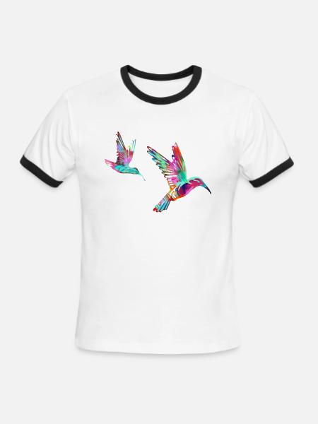bird, painting,Birds, hummingbird, watercolour - Men's Ringer T-Shirt - white/black