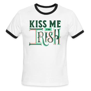 Kiss Me I`m IRISH - Men's Ringer T-Shirt - white/black - Front - Jackson (183cm)