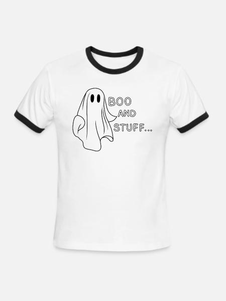 Ghost Boo and Stuff 1 - Men's Ringer T-Shirt - white/black