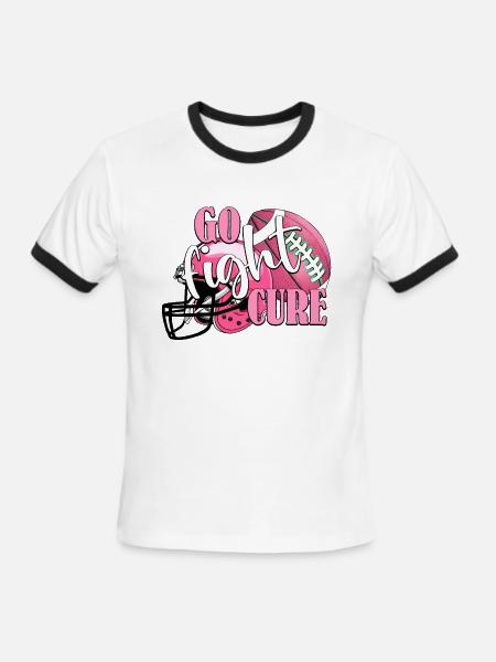 Breast cancer go fight cure - football - Men's Ringer T-Shirt - white/black