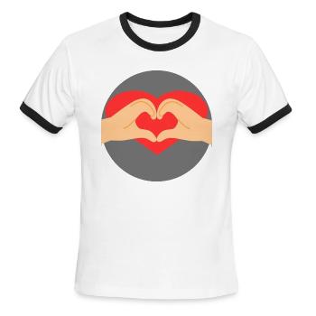 Symbolic Heart Hands - Men's Ringer T-Shirt - white/black - Front - Jackson (183cm)