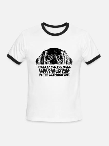 Dog Watching Snack Meal Bite - Men's Ringer T-Shirt - white/black