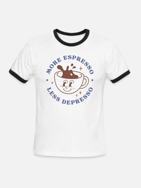 More Espresso Less Depresso - Men's Ringer T-Shirt - white/black