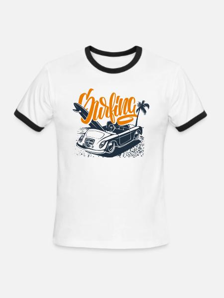 Surfing collection - Men's Ringer T-Shirt - white/black