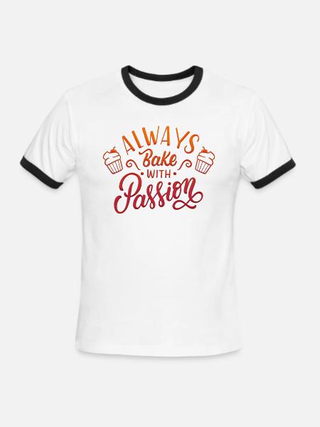 AWAYS BAKE WITH PASSION - Men's Ringer T-Shirt - white/black