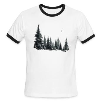 Pine Trees Design - Men's Ringer T-Shirt - white/black - Front - Jackson (183cm)